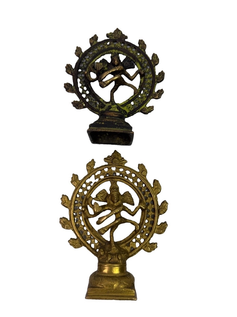Lot Of 2 VTG  Hindu Shiva Nataraja Bronze/Brass Cosmic Dancer God Statuettes 5”